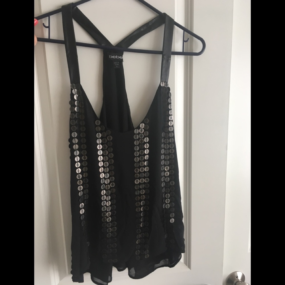Bebe sequin racerback top